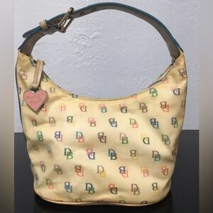 OFFERS WELCOMED Dooney & Bourke DB Yellow Coated Canvas and Leather Shoulder Bag
